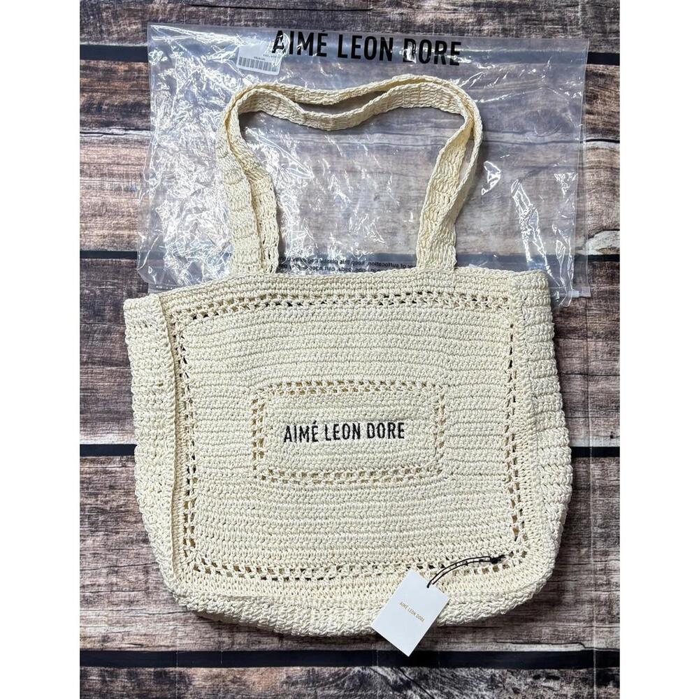 Aime Leon Dore Crochet Tote Bag SS25 Beige